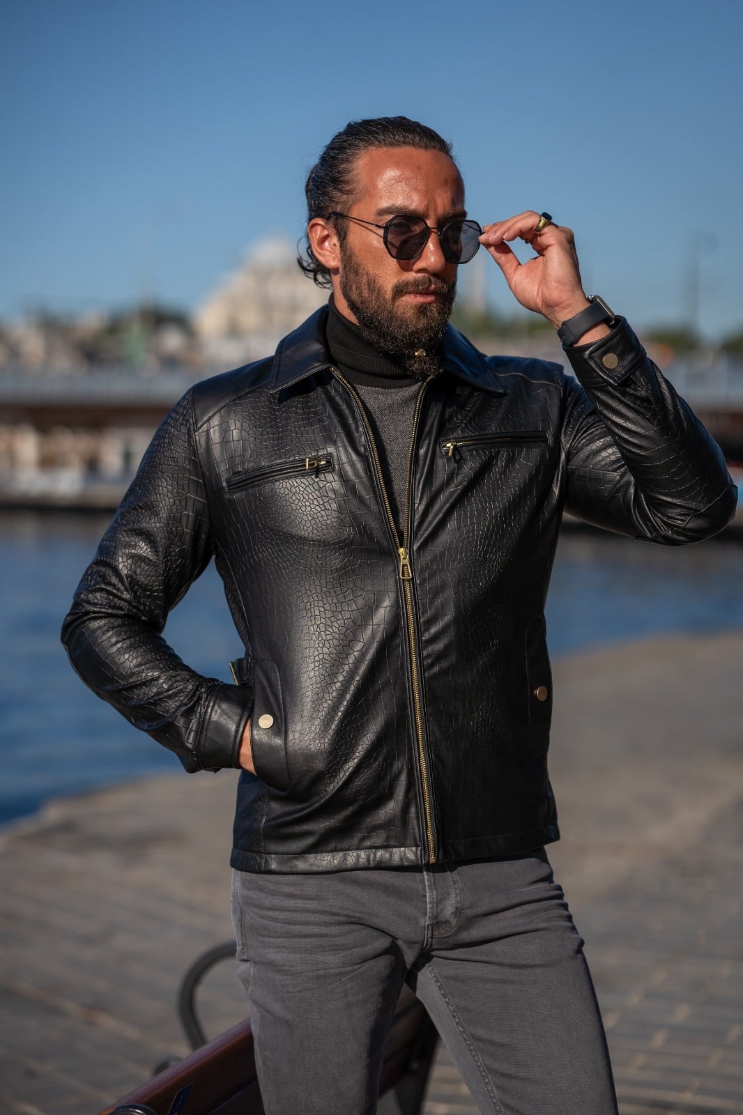 Aysoti Edgar Black Zipper Leather Jacket - Aysotiman