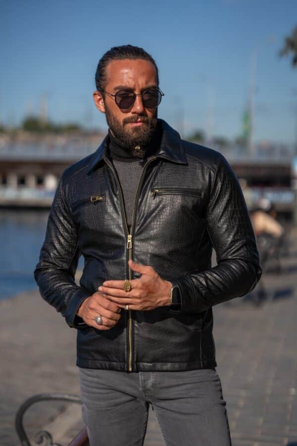 Aysoti Edgar Black Zipper Leather Jacket