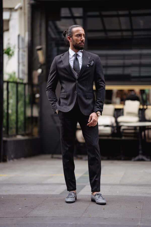 Colville Black Pinstripe Combination Suit1